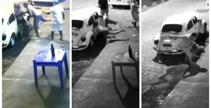 Mulher desmaia após ser espancada por homem durante briga em frente de bar em São Manuel