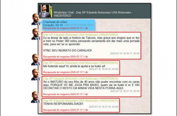 Eduardo xinga Jair Bolsonaro em mensagens: