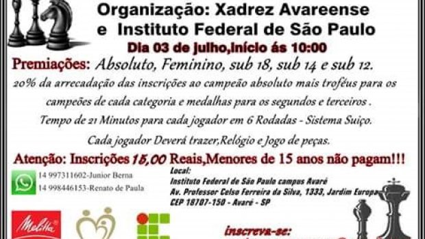 Xadrez organiza evento no Instituto Federal