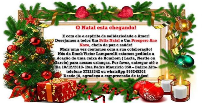 Escola Vitor Lamparelli de Avaré está recebendo doações para o Natal dos alunos