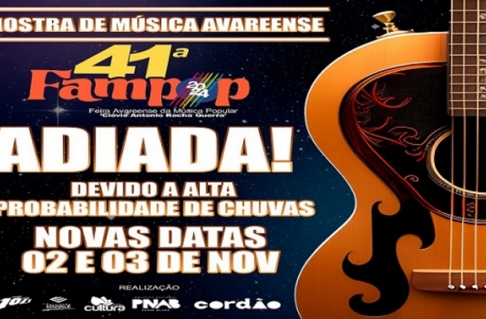 41ª Fampop é transferida para novembro diante do risco de chuva