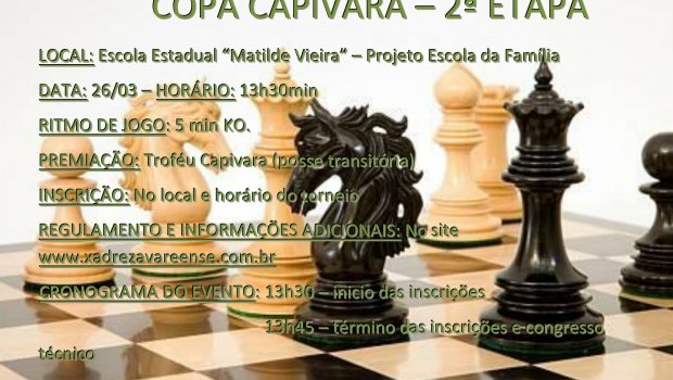II ETAPA DA COPA CAPIVARA SERÁ NO PROXIMO DIA 26