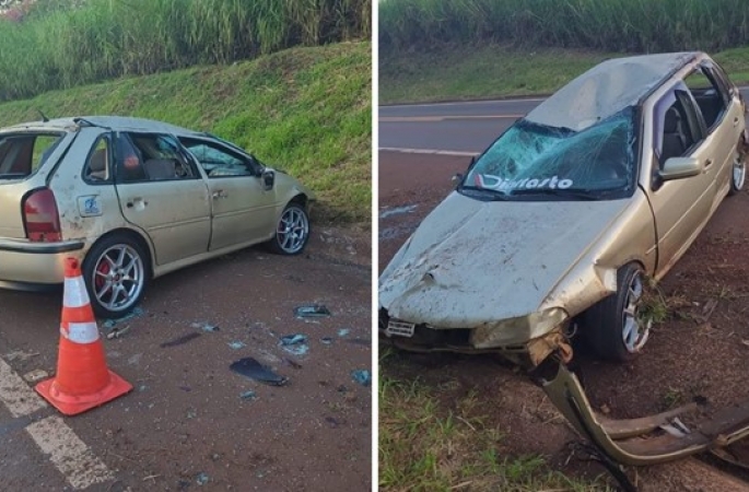 Carro com 6 pessoas capota após ser atingido por outro em rodovia