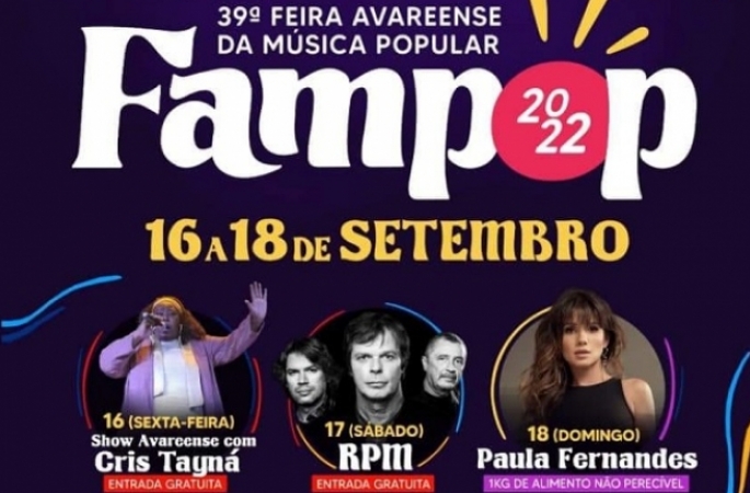 39º Fampop de Avaré traz três grandes apresentações