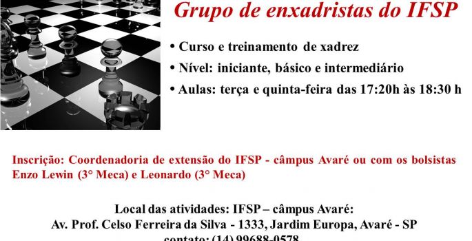 INSTITUTO FEDERAL OFERECE AULAS GRATUITAS DE XADREZ