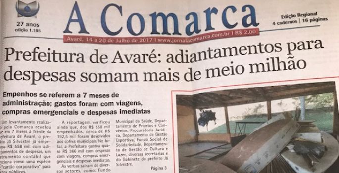 Prefeitura gastou mais de meio milhão com adiantamentos, diz jornal