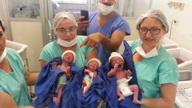 Mãe dá à luz a trigêmeos na Santa Casa de Avaré