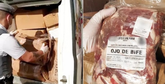 Dupla é presa no interior de SP com meia tonelada de carne contrabandeada da Argentina