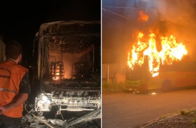 Carros, caminhão e ônibus são incendiados em Paranapanema