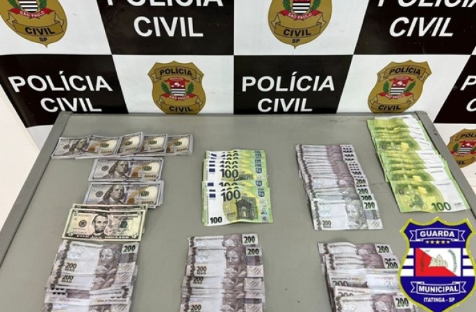 Jovem é preso com notas falsificadas de reais, dólar e euro em Itatinga