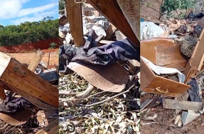 Caixões retirados de cemitério são descartados perto de estação de água em Itararé