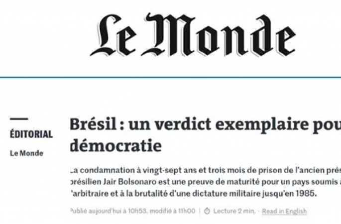 Jornal francês Le Monde diz que julgamento de Bolsonaro é “um veredicto exemplar para a democracia”