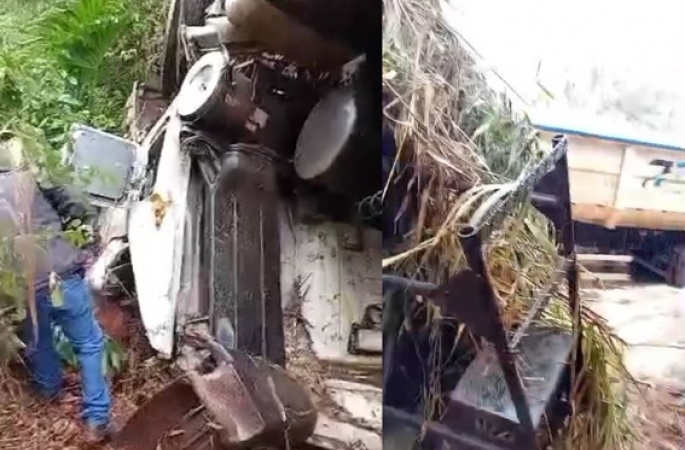 Motorista morre após perder controle de carreta e cair em ribanceira entre Itaí e Paranapanema