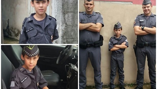 Filho de PM morto ganha farda em homenagem e sonha em ser policial