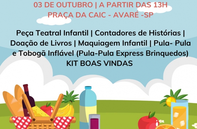 Piquenique Literário leva atrações infantis à praça da CAIC no próximo dia 3
