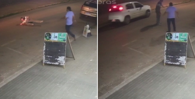 Homem tenta assaltar mercearia e quase é atropelado ao fugir