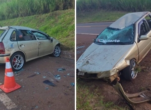 Carro com 6 pessoas capota após ser atingido por outro em rodovia