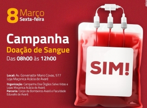 Avaré: Doação de sangue ocorre no próximo mês, dia 08