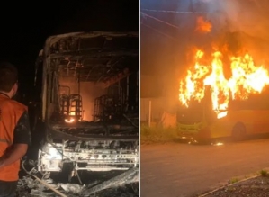 Carros, caminhão e ônibus são incendiados em Paranapanema