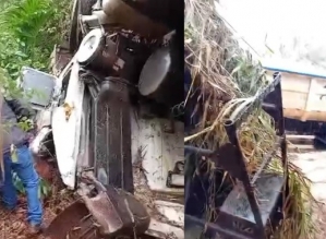 Motorista morre após perder controle de carreta e cair em ribanceira entre Itaí e Paranapanema