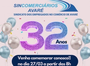 Sindicato dos Comerciários de Avaré celebrará 32 anos de história com associados