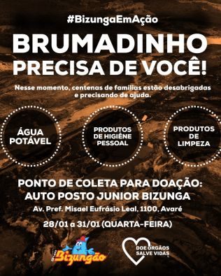 Grupo Bizungão arrecada doações para vítimas de Brumadinho