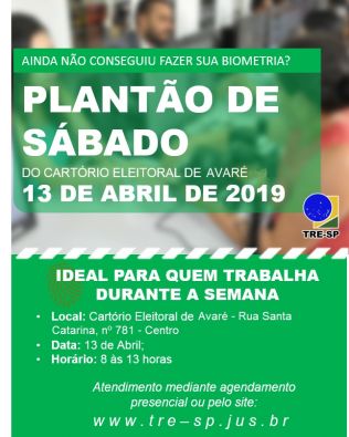 Plantão da biometria: todos os cartórios do Estado abrem no sábado, dia 13