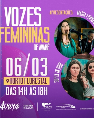 Horto recebe show Vozes Femininas no dia 6 de março