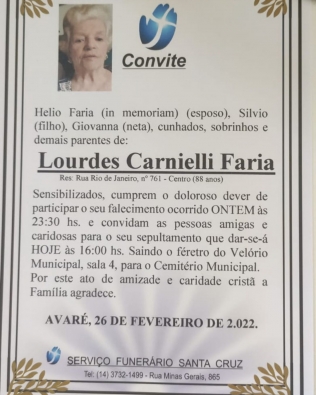 Família se despede de Lurdes Carnieli